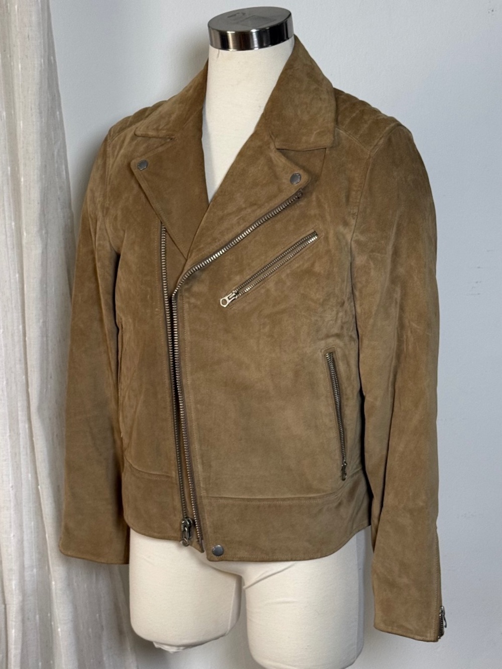 Rag & Bone Suede Leather Motorcycle Biker Jacket Camel Brown Men's Large